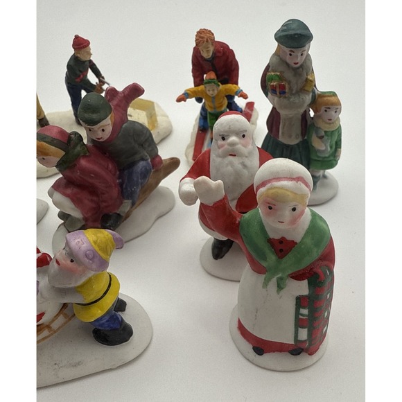 Lemax Christmas Village Accessories Lot Of 8 Santa, Sledding, Snowman Winter - Picture 3 of 14